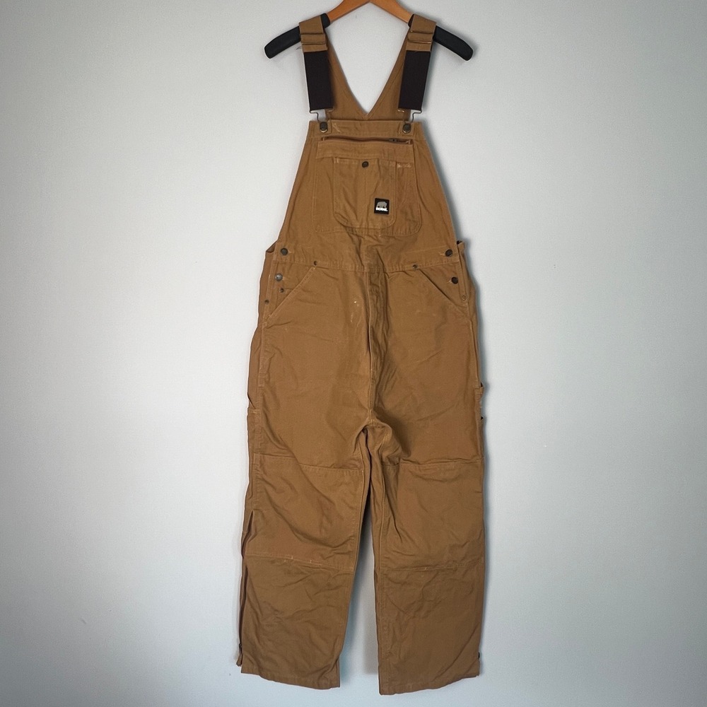 Berne Bib Overalls Mens 38x30 Cotton Duck Canvas Workwear Dble Knee Rugged Brown